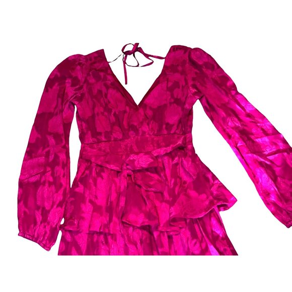 Band of the Free NWT Kiss Me Fuchsia Peplum Mini Dress Sz Medium Fuschia Pink - Picture 14 of 14